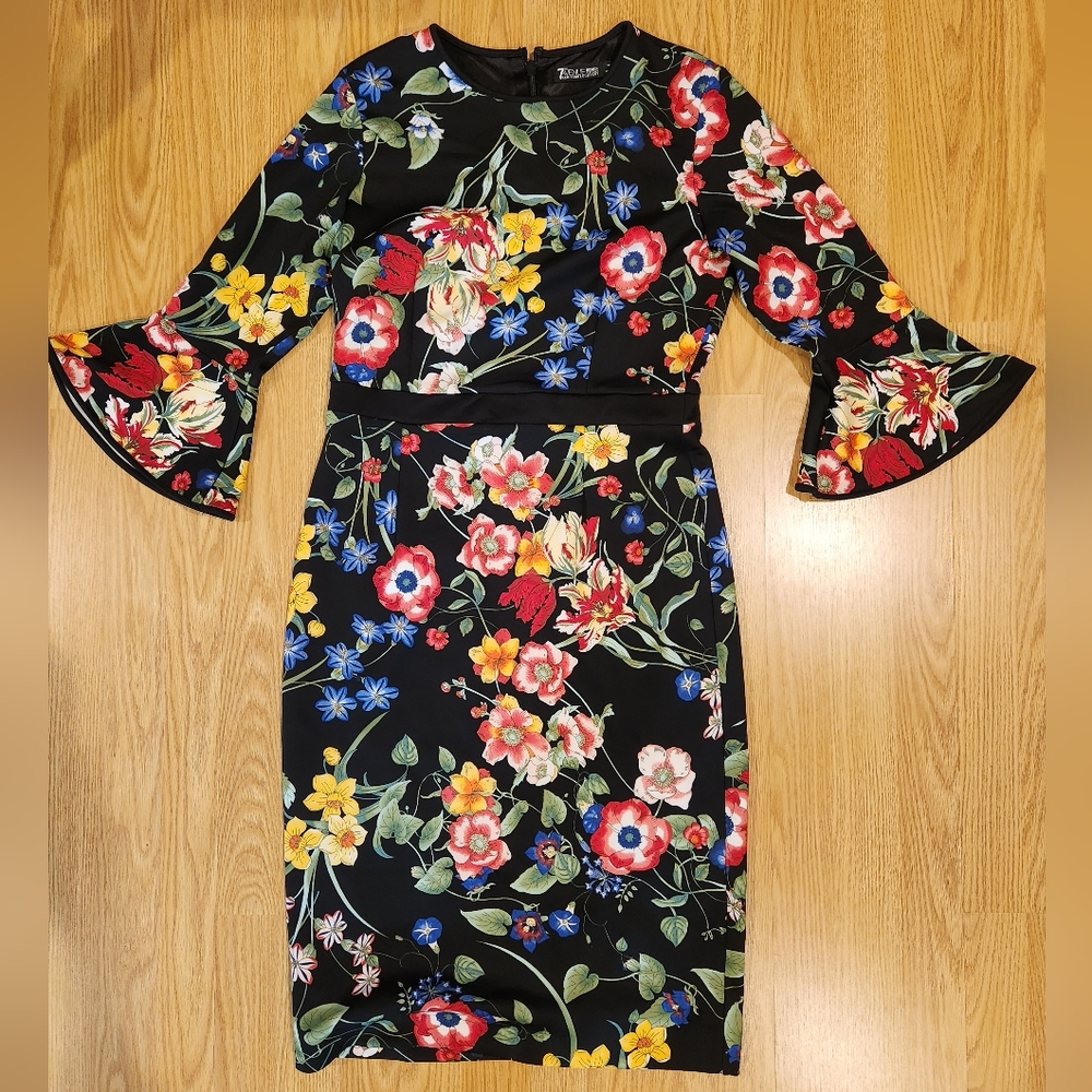 New York & Company Like New Black Floral Dress size M